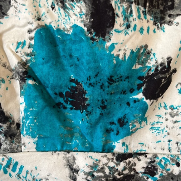 Suzi Chin for Maggy Boutique Blue Floral Pleated Sleeveless Sheath Dress 4P - Picture 8 of 15